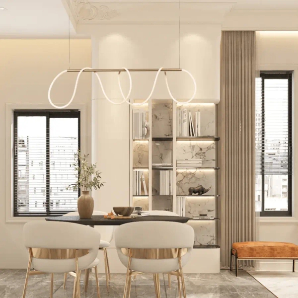 Designerska wisząca lampa 19254 LED 28W 3000K wężyk biały złoty