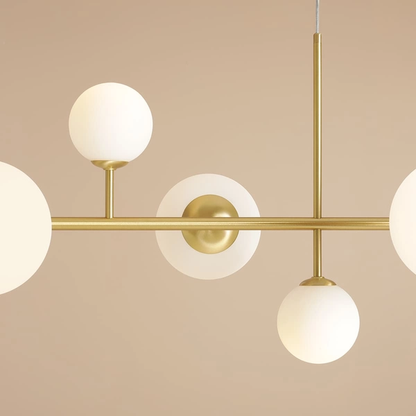 Podwieszana salonowa lampa Dione 1092N40 Aldex balls nad stół złota