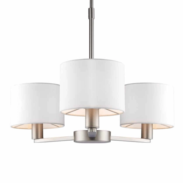 Lampa wisząca abażurowa Daley 60256 Endon nikiel biała srebrna