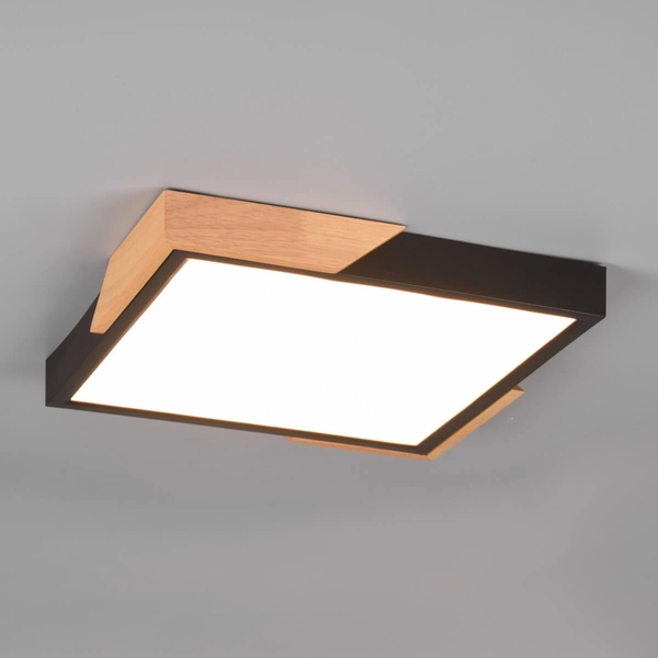 Kwadratowy plafon Meta R67191132 RL Light LED 20W 3000K drewniany czarny