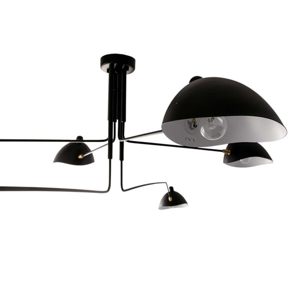 LAMPA sufitowa DAVIS MDE610/4+2 Italux metalowa OPRAWA na wysięgnikach retro czarna