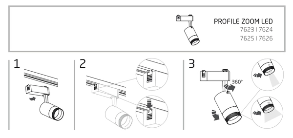 Reflektor Profile Zoom 7626 LED 9W 4000K do szynoprzewodu czarny