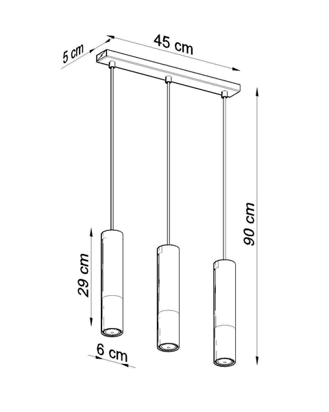 Modernistyczna LAMPA wisząca SL.0942 loftowa OPRAWA metalowe tuby zwis czarny chrom