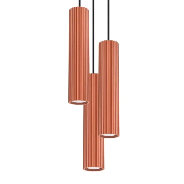 Wisząca lampa do sypialni KARBON SL.1633 potrójna tuby terakota