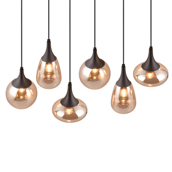 Wielopunktowa lampa zwieszana VESTARI DL613317000 czarna bursztynowa