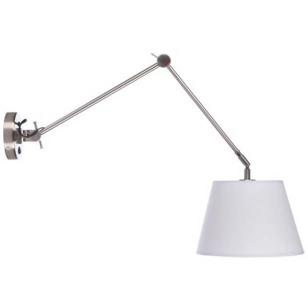 Lampa ścienna abażur Adam AZ1843+AZ2602 włącznik na wysięgniku satyna biały