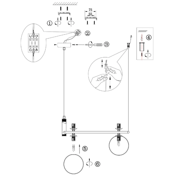Wisząca LAMPA modernistyczna RING MOD013PL-04W Maytoni metalowa OPRAWA pierścień ZWIS kule balls białe