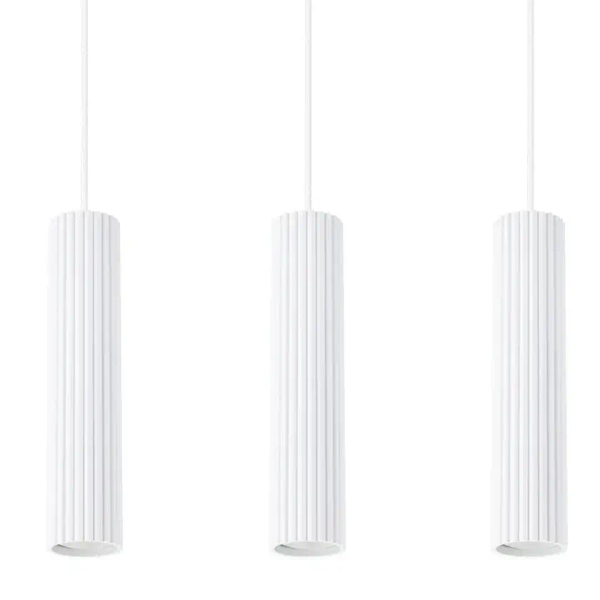 Potrójna wisząca lampa KARBON SL.1537 podłużna ryflowana biała