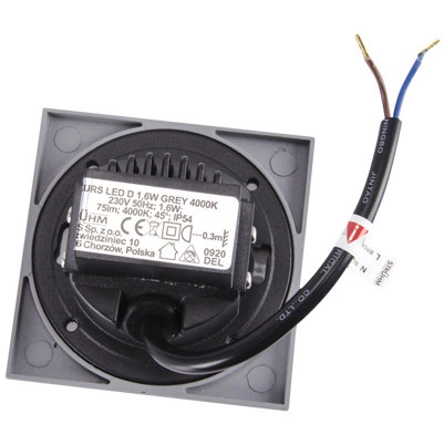 Kwadratowa LAMPA schodowa KURS LED 03907 Ideus metalowa OPRAWA wpuszczana LED 1,6W 4000K outdoor IP54 szara