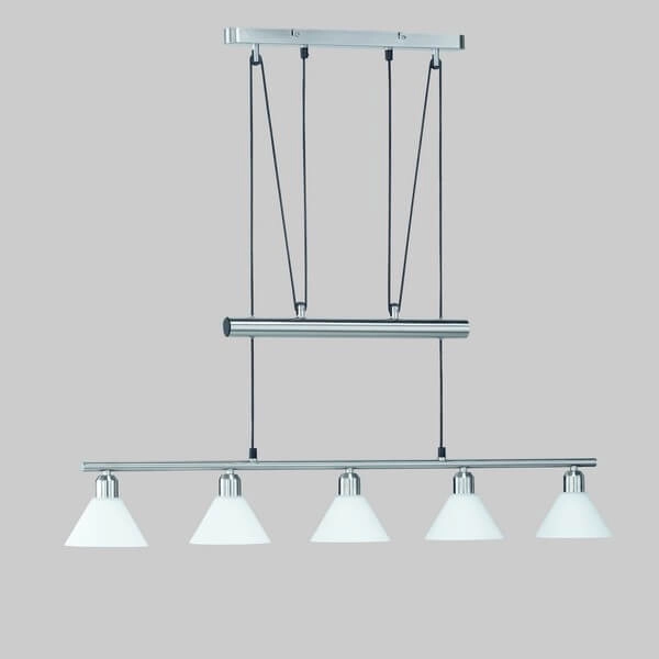 Wisząca lampa nad wyspę STAMINA 3751051-07 metalowa szklana biała chrom