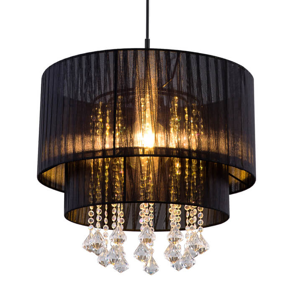 Wisząca lampa glamour Pyra 15099N z kryształkami czarna