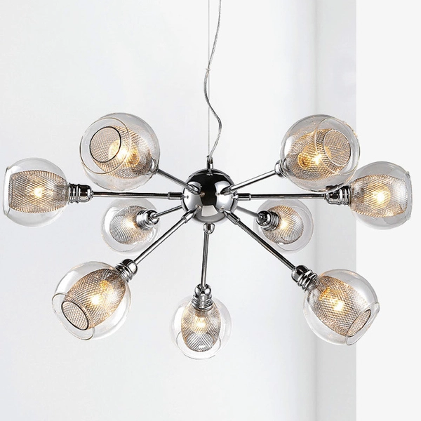 Lampa wisząca DIXI 39-65018 szklana kule siatki sticks chrom przezroczyste