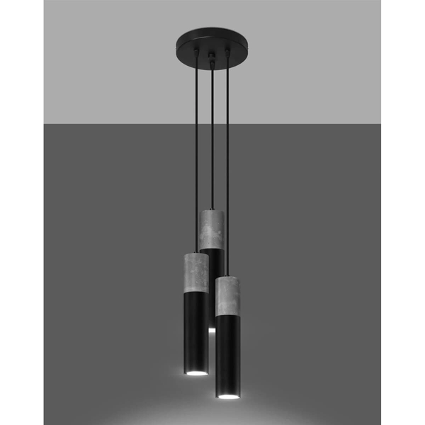 Wisząca lampa sypialniana SL.1081 nad łóżko czarna szara