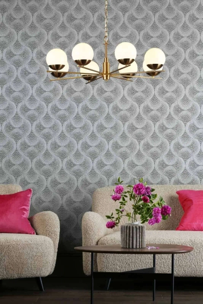 Żyrandol Bombazine BOM0835 do salonu kule na łańcuchu mosiądz