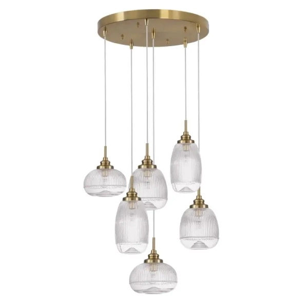Wielopunktowa lampa wisząca MOND LE41848 szklana złoty przezroczysty