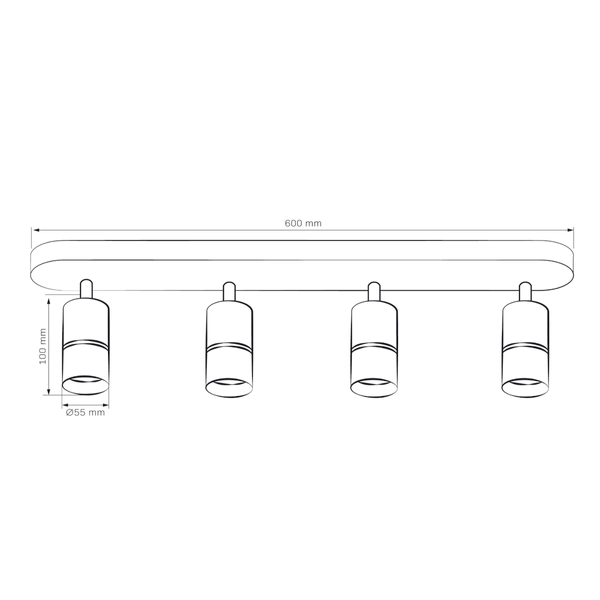 Przysufitowe tubki regulowane BAMBOO 324603 czarny srebrny