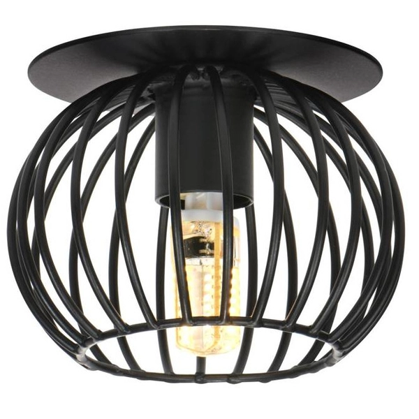 Druciana lampa podtynkowa Czarny koszyk wpuszczana do holu