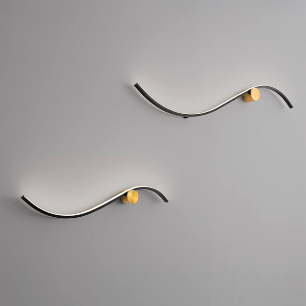 Ścienna lampa do sypialni CUZCO LE44312 LED 14W 3000K falowana czarna złota