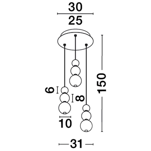 Potrójna lampa zwieszana Moca LE43466 dorado biała srebrna
