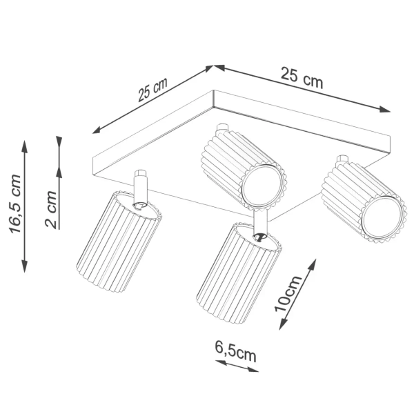 Regulowany plafon do kuchni KARBON SL.1640 ryflowany terakota