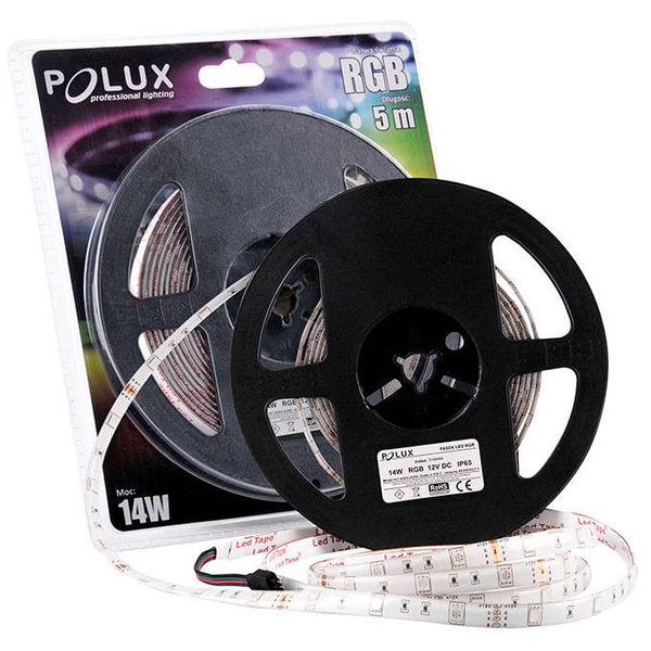 Taśma LED zestaw RGB 314444 Polux 18W sterownik zasilacz IP65 biała