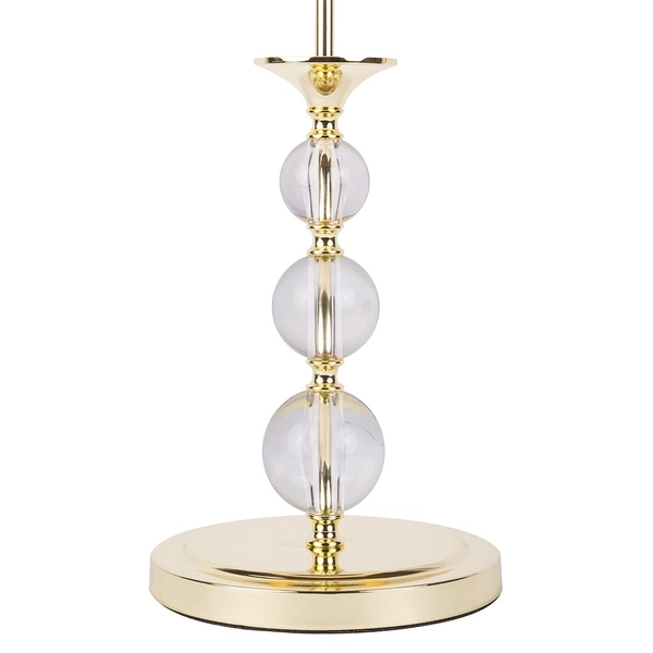 Abażurowa lampa stołowa Rea stojąca do gabinetu biała złota