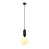 Szklana lampa wisząca Aldeva PND-02340-1M-BK Italux kula metal czarny biały