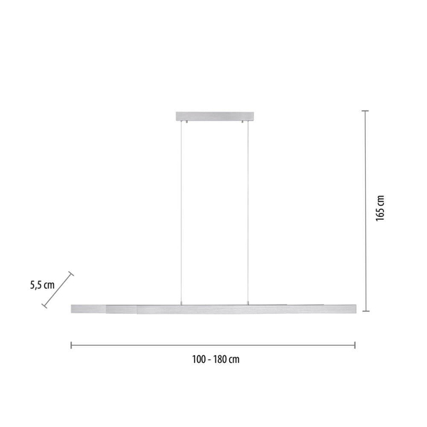 Wisząca lampa liniowa Luzi do salonu LED 13W 3000K aluminium