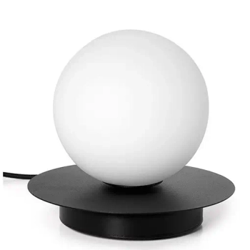 Minimalistyczna lampa na stół Borra B2A122P1 kula z wtyczką biały czarny