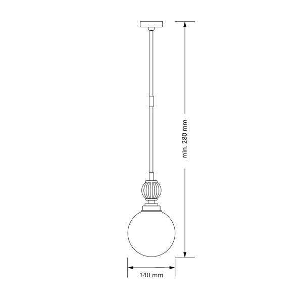 Szklana lampa wisząca Abano ABA-ZW-1 (N) kula przezroczysta nikiel