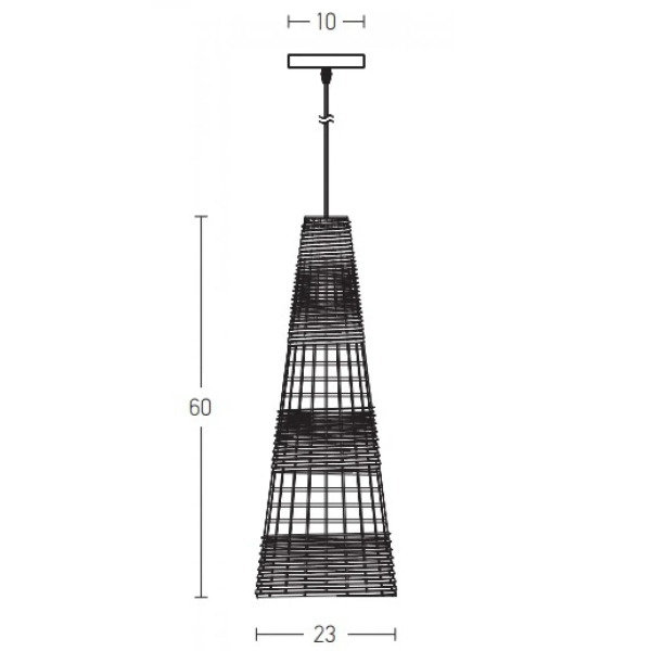 Stożkowa wisząca lampa 20154 bambusowa tuba sznurkowa brązowy