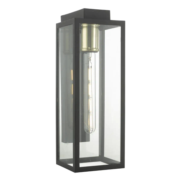 Tarasowa lampa ścienna Naxos NAX1522 szklana prostokątna IP43 czarny