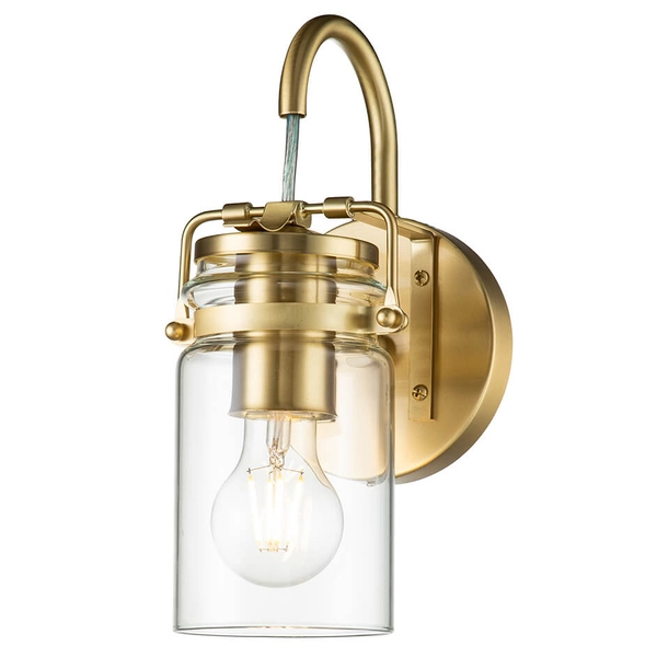 Salonowy kinkiet Brinley KL-BRINLEY1-BB Kichler retro przezroczysty mosiądz