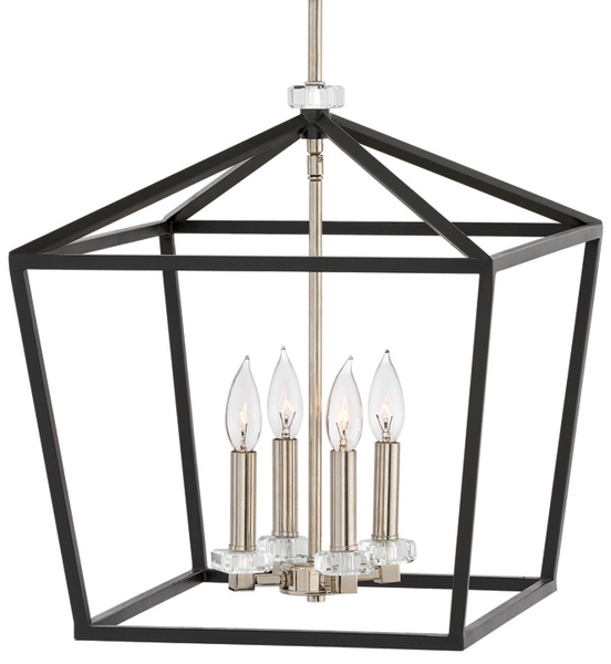 Lampa wisząca QN-STINSON-4P-L-BK na łańcuchu nikiel czarna