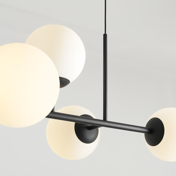Podłużna lampa wisząca molekuły Fin 1120K1 Aldex szkalne kule czarna