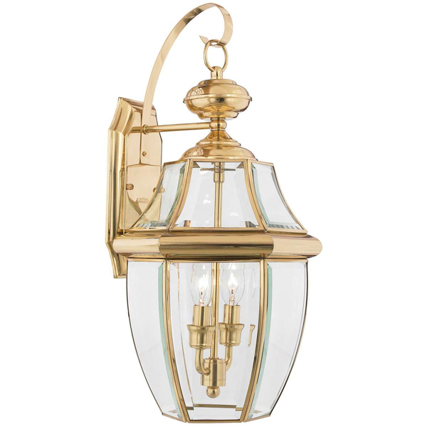 Zewnętrzna LAMPA elewacyjna QZ-NEWBURY2-L-PB Elstead QUOIZEL ścienna OPRAWA retro ogrodowa outdoor IP44 mosiądz przezroczysta