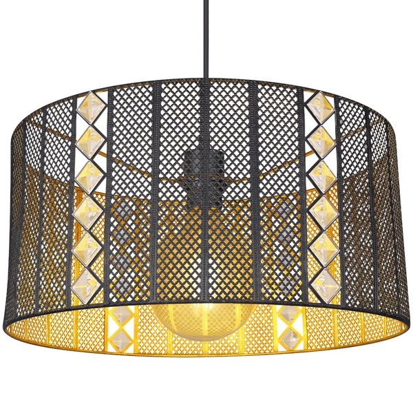 Ażurowa LAMPA wisząca ABINI 15450H Globo metalowa OPRAWA okrągły zwis czarny