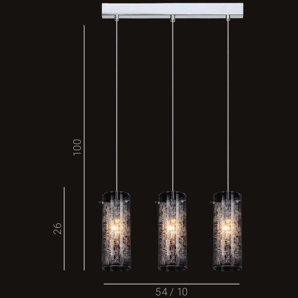LAMPA wisząca IBIZA MDM1903/3 Italux szklana OPRAWA tuby ZWIS na listwie chrom przezroczysty