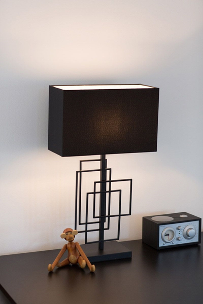 Czarna lampa stołowa Paragon metalowe ramki frame do gabinetu
