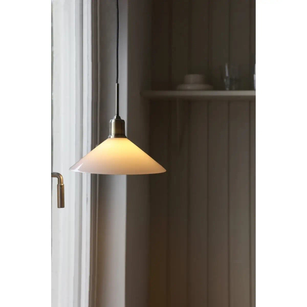 Trójkątna lampa wisząca VELA biała mosiądz 108867 1xE27 metalowa retro