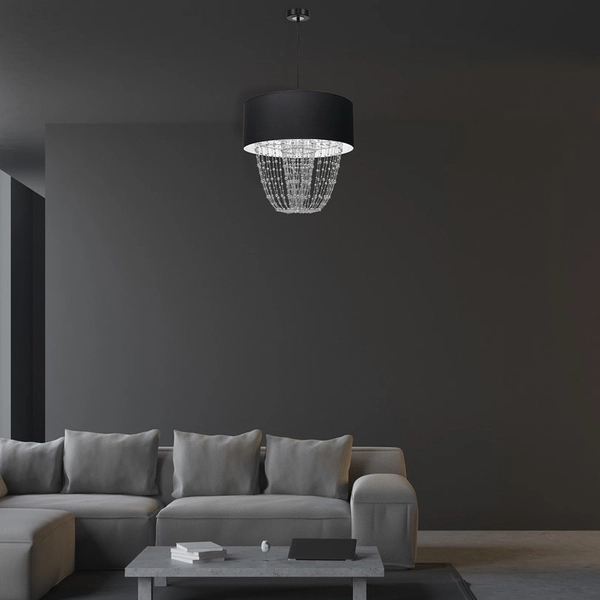 LAMPA wisząca ALMERIA MLP6432 Milagro okrągła OPRAWA abażurowy ZWIS crystal glamour czarny chrom
