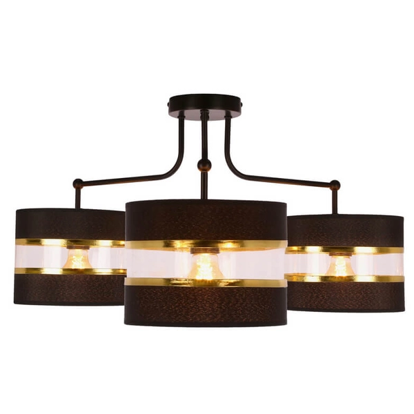 3-punktowa lampa sufitowa Andy abażurowa czarna złota