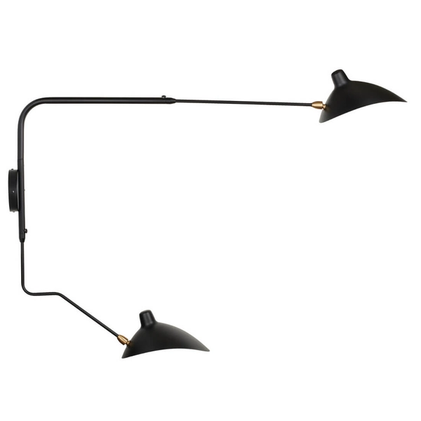 Podwójny kinkiet ścienny z regulacją CRANE W8702-S czarny