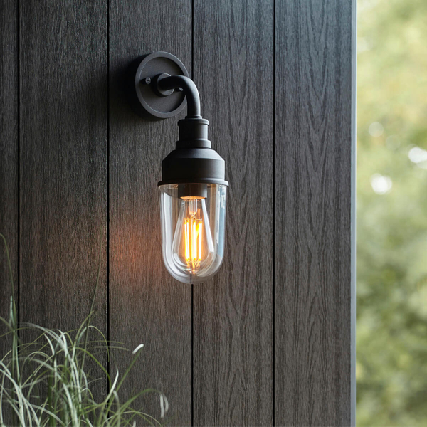 Elewacyjna lampa szklana L&-195884 IP44 czarny przezroczysty