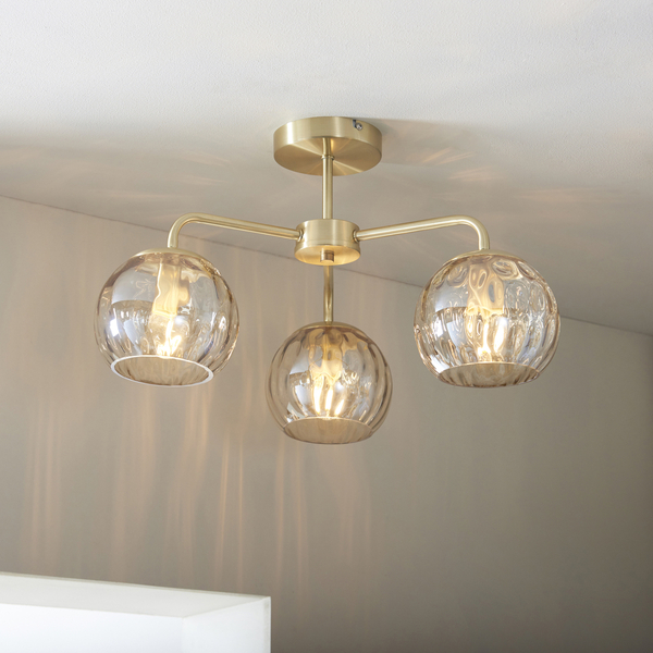 Lampa sufitowa Dimple 91968 Endon okrągłe klosze szklane mosiądz