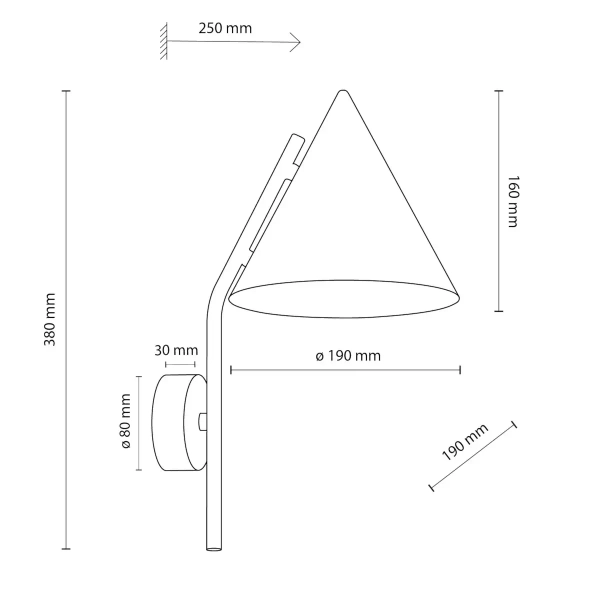 Ścienna lampa do czytania CONO 10041 stożkowa czarny