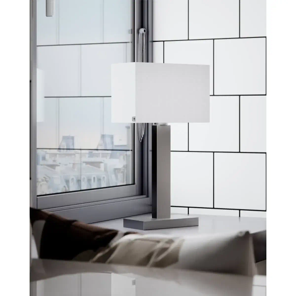 Nowoczesna stołowa lampa Prime 4002680-6524 prostokątna biała srebrna