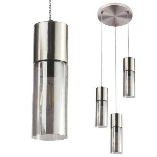 Loftowa LAMPA wisząca ANNIKA 21000-3HN Globo kaskada OPRAWA szklana ZWIS tuby nikiel matowy przydymione