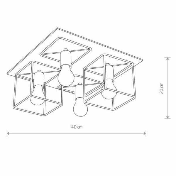 Lampa sufitowa Coba 9044 kwadrat rustykalna metalowa drewniana czarna