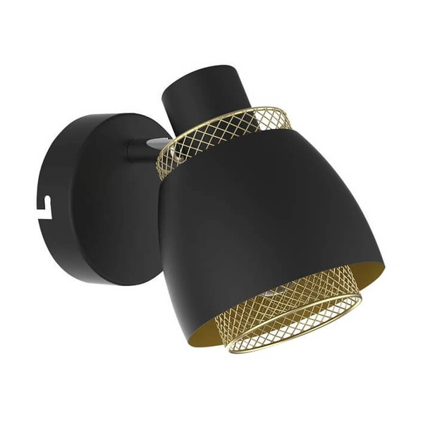 Metalowy kinkiet reflektor Aleksandria 91-13750 siatka czarny złoty